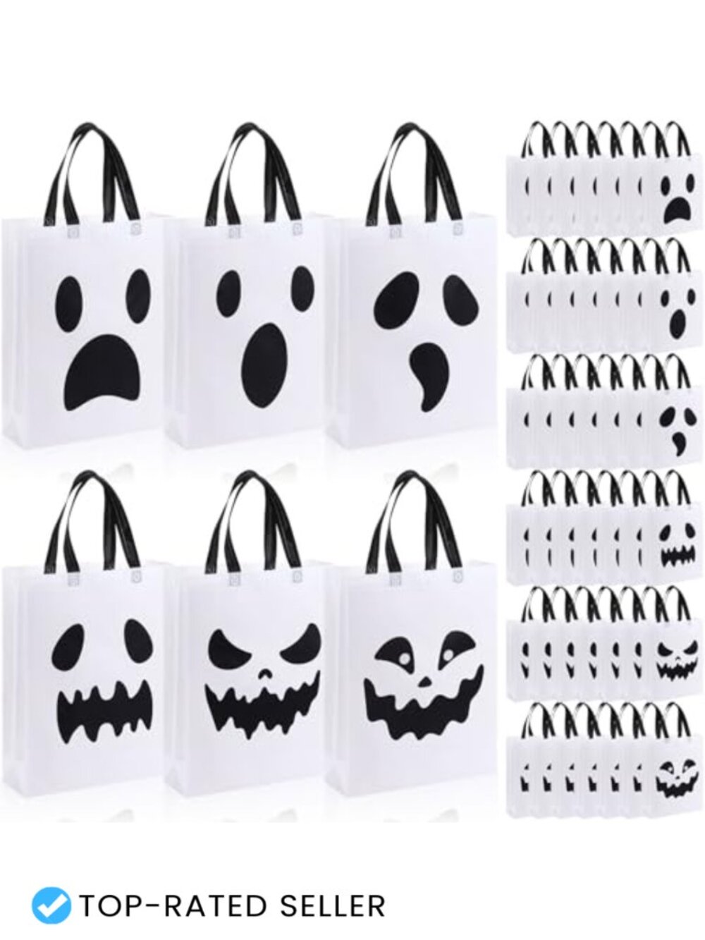 Halloween Tote Gift Bags 48 Pack Reusable Non Woven Candy Goodie Bags Large